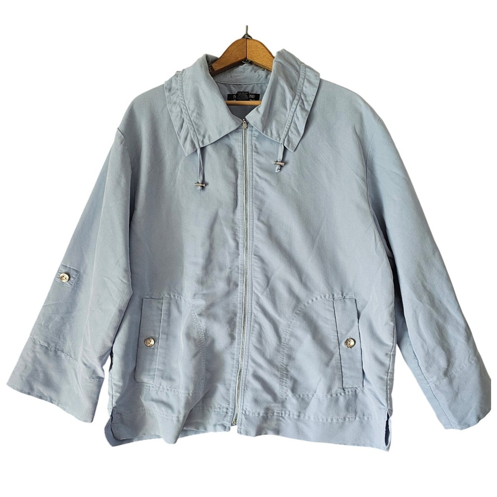 Evelyn & Arthur Womens XL Blue Lightweight Full Zip Jacket Collared